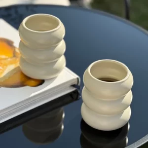 Wave keramieken mok | 2 stuks | Beige