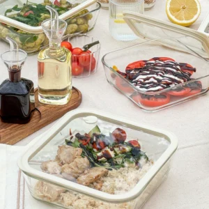 Vershoudbak vierkant | 1940 ml | Beige-transparant