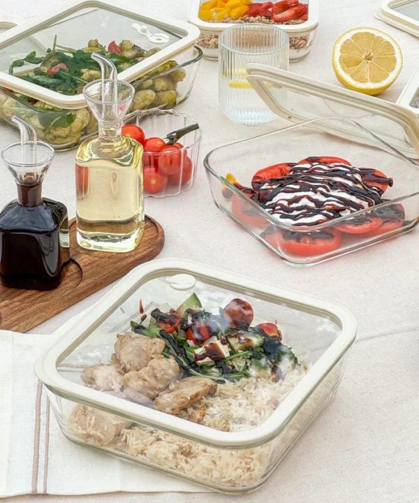 Vershoudbak vierkant | 1940 ml | Beige-transparant