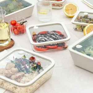 Vershoudbak vierkant | 1150 ml | Beige-transparant