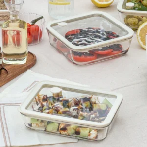 Vershoudbak rechthoekig | 820 ml | Beige-transparant