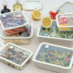 Vershoudbak vierkant | 600 ml | Beige-transparant