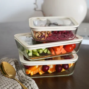 Vershoudbak rechthoekig | 820 ml | Beige-transparant