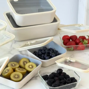 Vershoudbak rechthoekig | 2650 ml | Keramische coating | Beige