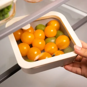 Vershoudbak vierkant | 600 ml | keramische coating | Beige