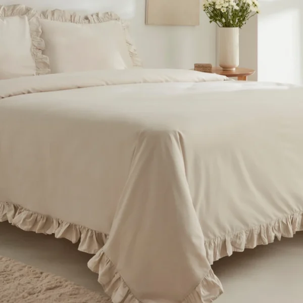 Karaca Home Pure Ruffle king size dekbedovertrekset | Ecru