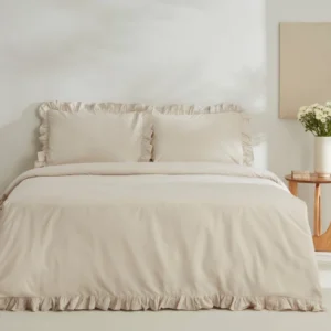Karaca Home Pure Ruffle king size dekbedovertrekset | Ecru