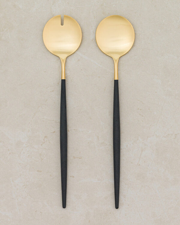 Saladebestek goud-zwart | 26 cm | 2-delig