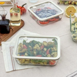 Vershoudbak rechthoekig | 1550 ml | Beige-transparant