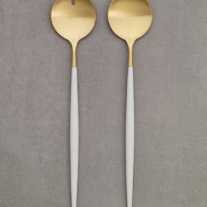 Saladebestek goud-wit | 26 cm | 2-delig