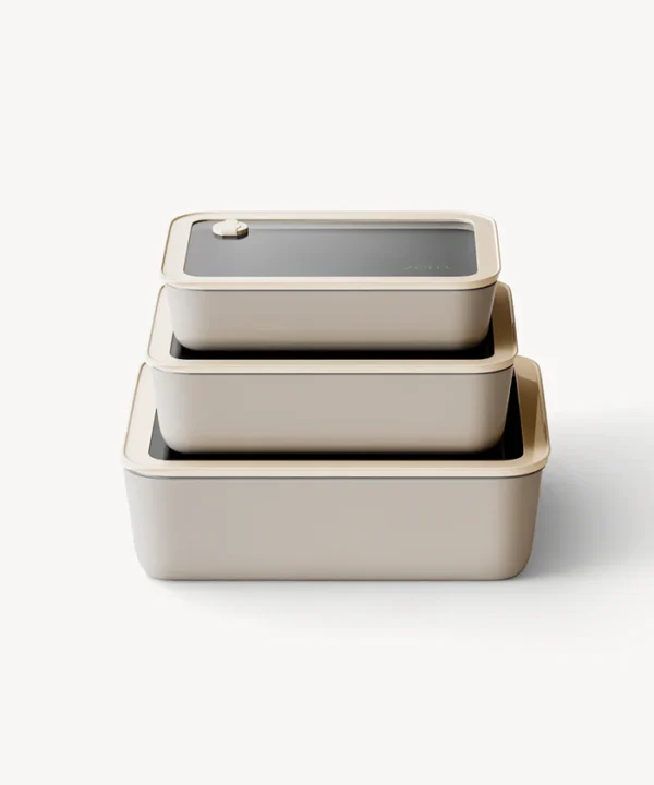 Vershoudbakjes set rechthoekig | 3-delig | Beige