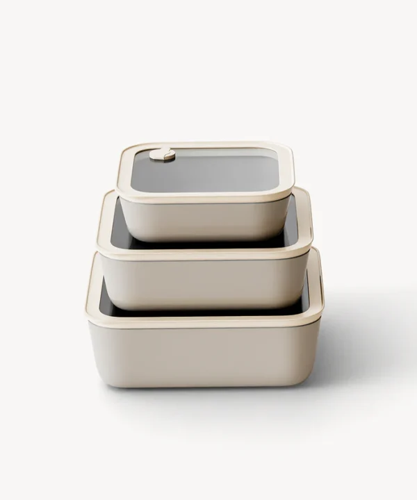 Vershoudbakjes set vierkant | 3-delig | Beige