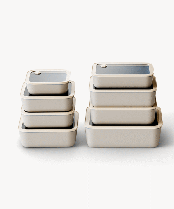 Vershoudbakjes voordeelset | 12-delig | Incl. houders | Beige