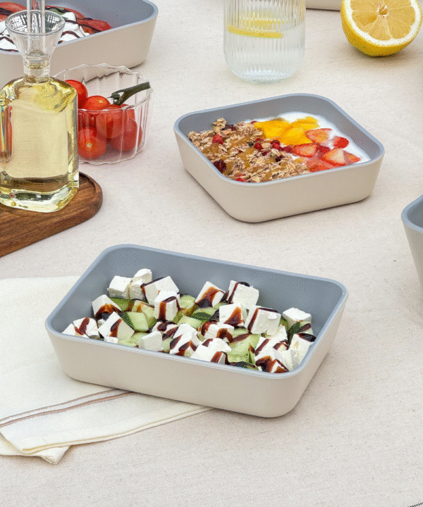 Vershoudbakjes voordeelset | 12-delig | Incl. houders | Beige