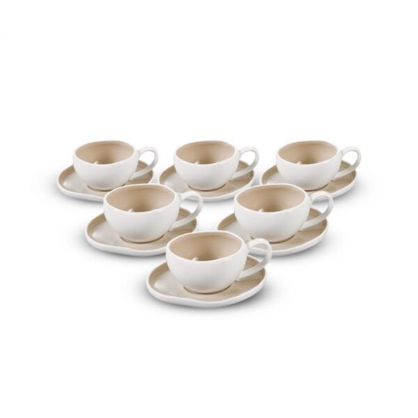 Bricard Barles espressokopjes beige-wit | 12-delige set | 125 ml