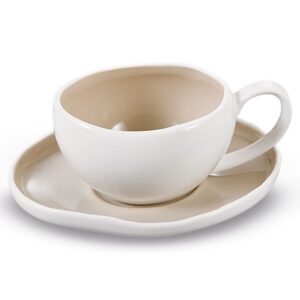Bricard Barles koffiekopjes beige-wit | 12-delige set | 225 ml