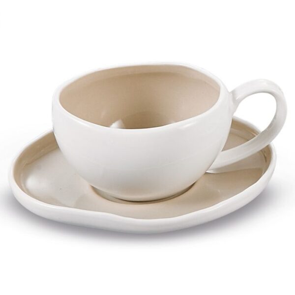 Bricard Barles koffiekopjes beige-wit | 12-delige set | 225 ml