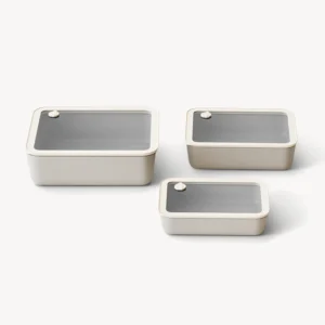 Vershoudbakjes set rechthoekig | 3-delig | Beige