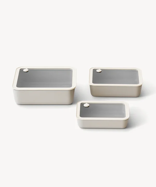 Vershoudbakjes set rechthoekig | 3-delig | Beige