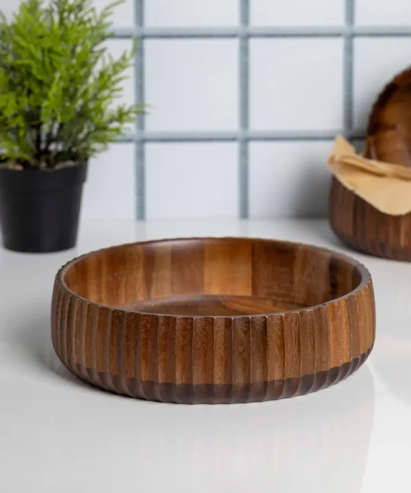 Curve acaciahouten kom | 22 cm