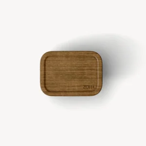 Glazen vershoudbakje met acaciahouten deksel rechthoekig | 370 ml