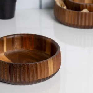 Curve acaciahouten kom | 19 cm