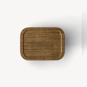 Glazen vershoudbakje met acaciahouten deksel rechthoekig | 640 ml