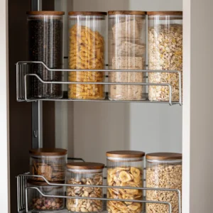 Voorraadpot Stripe met acaciadeksel | 2 stuks | 1000 ml