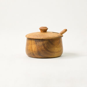 Acacia houten kruidenpot met deksel en lepel | 9 cm