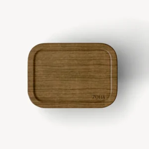 Glazen vershoudbakje met acaciahouten deksel rechthoekig | 1050 ml
