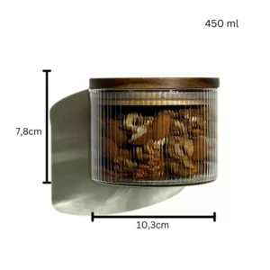 Voorraadpot Stripe met acaciadeksel | 2 stuks | 450 ml