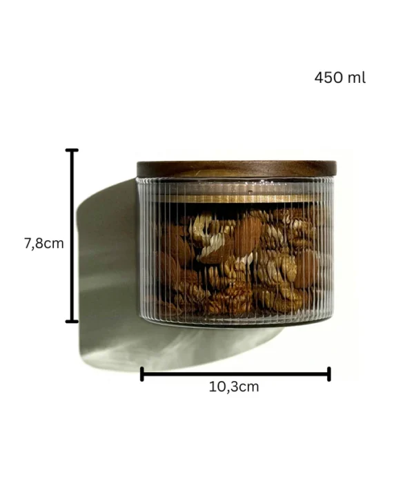 Voorraadpot Stripe met acaciadeksel | 2 stuks | 450 ml