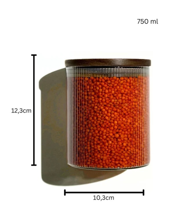 Voorraadpot Stripe met acaciadeksel | 2 stuks | 750 ml