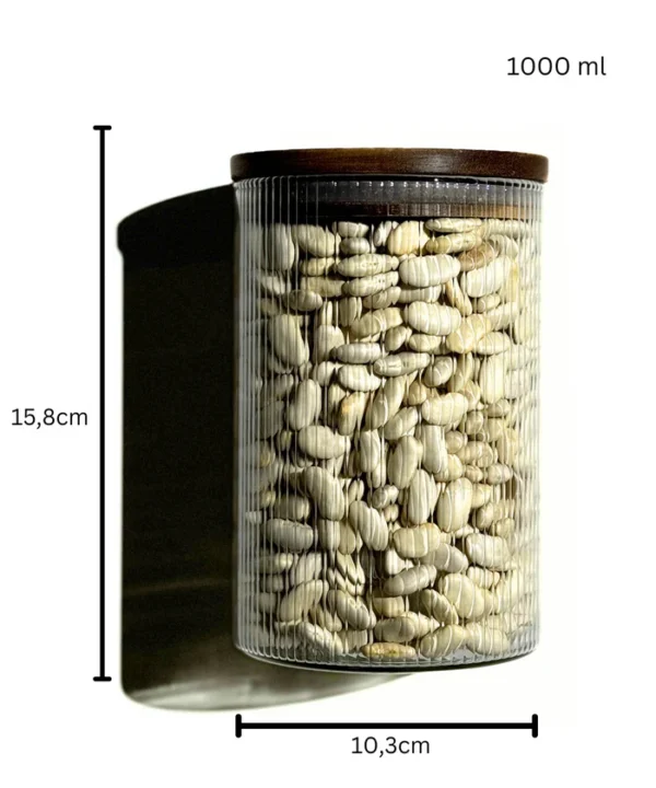 Voorraadpot Stripe met acaciadeksel | 2 stuks | 1000 ml