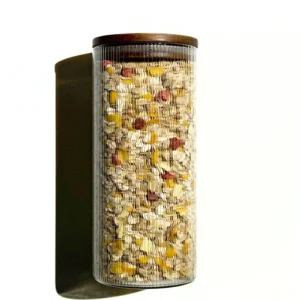 Voorraadpot Stripe met acaciadeksel | 2 stuks | 1500 ml