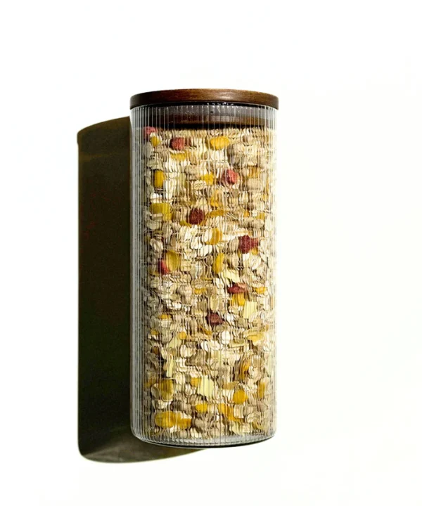 Voorraadpot Stripe met acaciadeksel | 2 stuks | 1500 ml