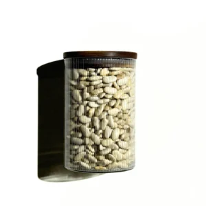 Stripe voorraadpotten met acaciadeksel bundel | 16-delig