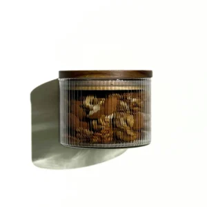 Stripe voorraadpotten met acaciadeksel bundel | 16-delig