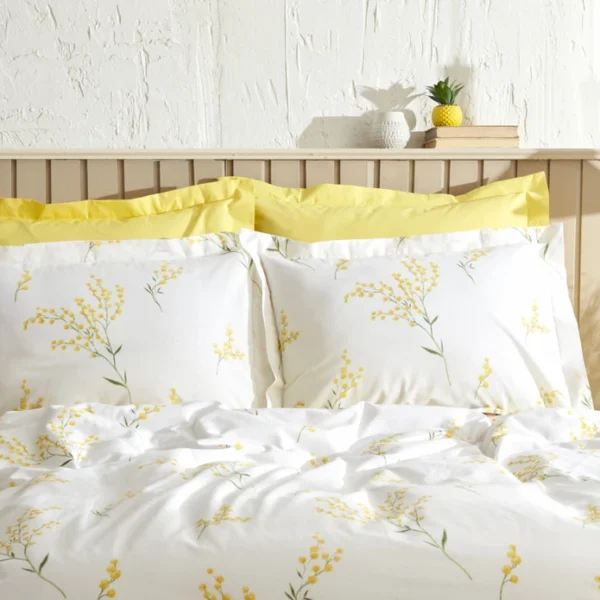 Karaca Home Loretta katoenen tweepersoons dekbedovertrekset | Geel