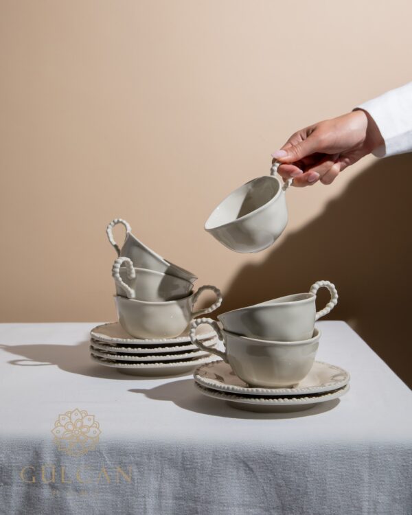Piraye koffiekopjes set voor 6 personen | Beige | 175 ml