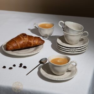 Piraye espressokopjes set voor 6 personen | Beige | 75 ml