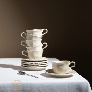 Piraye espressokopjes set voor 6 personen | Beige | 75 ml