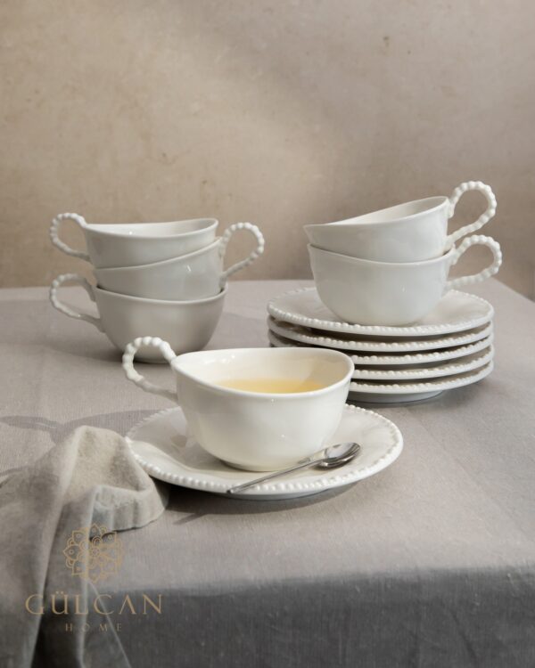 Piraye koffiekopjes set voor 6 personen | Wit | 175 ml