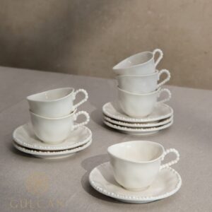 Piraye espressokopjes set voor 6 personen | Wit |  75 ml