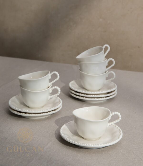 Piraye espressokopjes set voor 6 personen | Wit |  75 ml