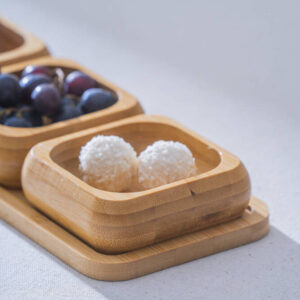 Bamboe dienblad met 3 schaaltjes | Vierkant