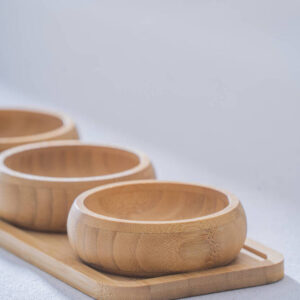 Bamboe dienblad met 3 schaaltjes | Rond