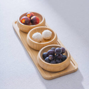 Bamboe dienblad met 3 schaaltjes | Rond