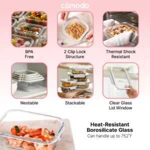 Neoflam Comodo glazen vershouddoos beige | 1000 ml