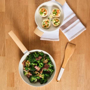 Karaca Swiss Crystal Almond 2-delige inductie koekenpannenset | Crème